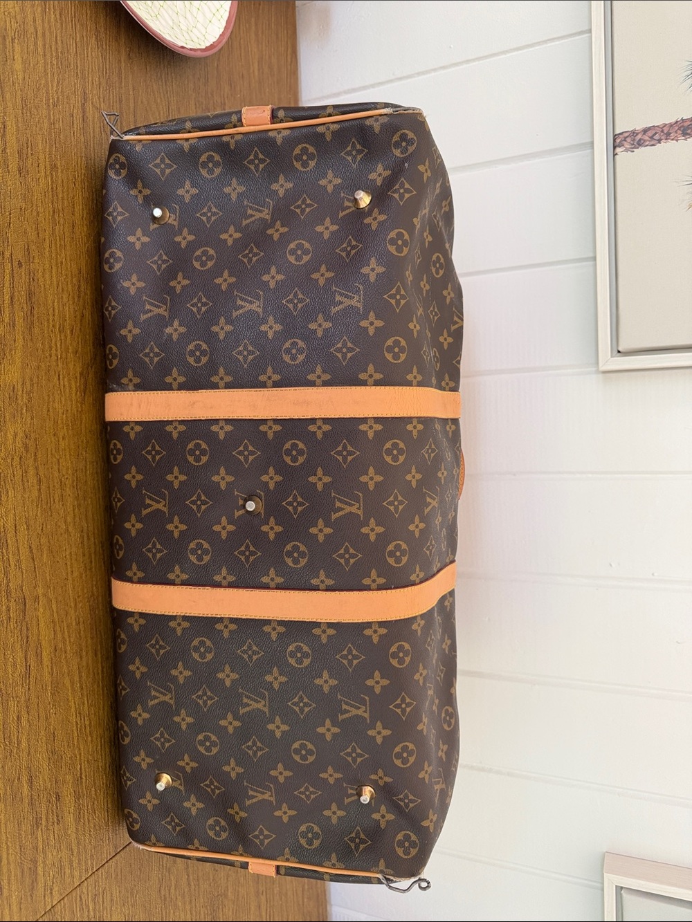 Louis Vuitton Monogram Canvas Travel Tote with Tan Leather Trim - Picture 3 of 10